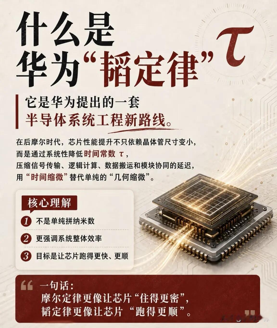 早盘半导体直接爆了，核心导火索，就是华为刚抛出的“韬定律”。
 
过去我们说芯片