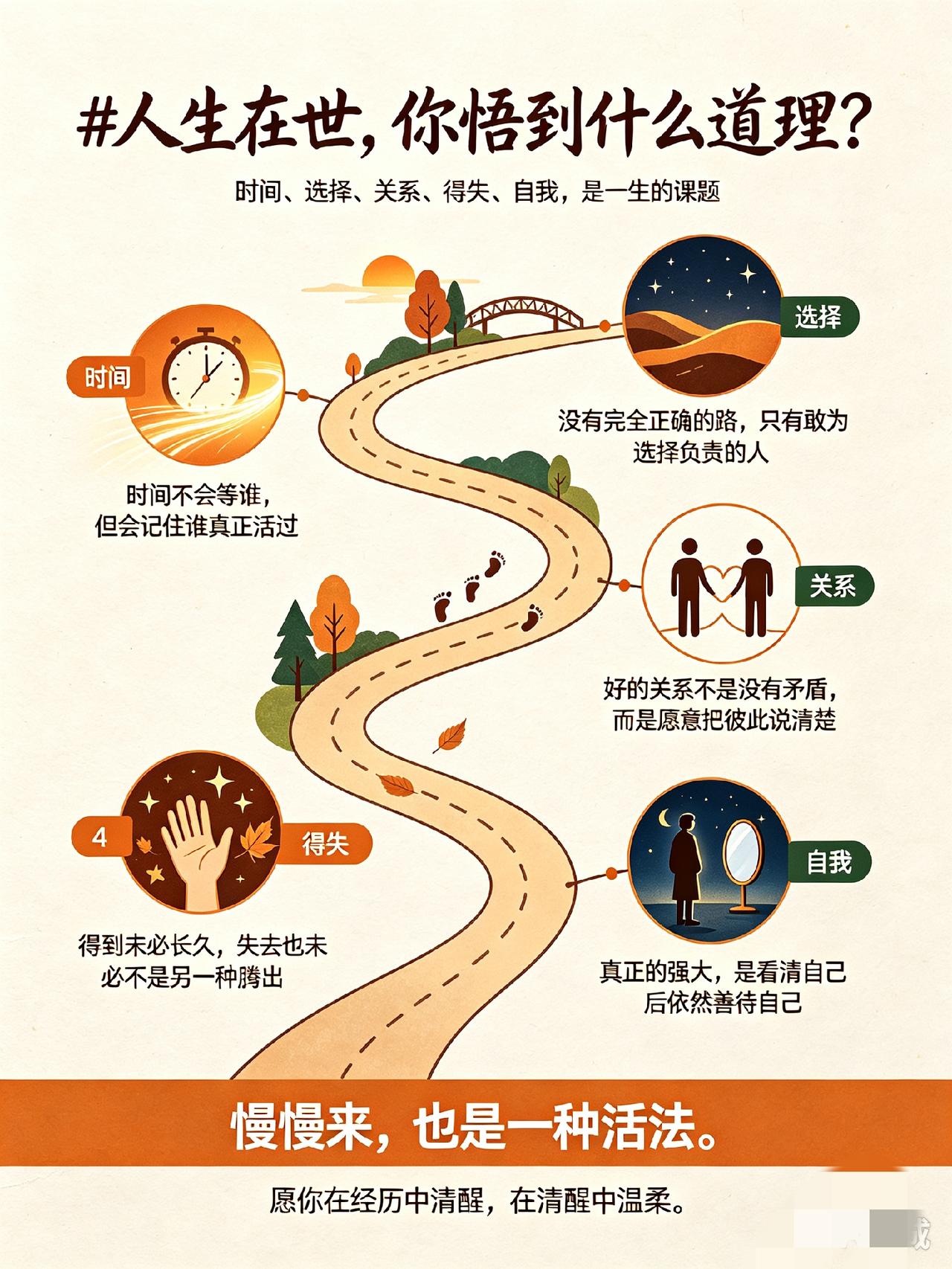 走过半生才慢慢读懂，很多道理不是听来的，是摔过、累过、失去过，才一点点悟出来的。