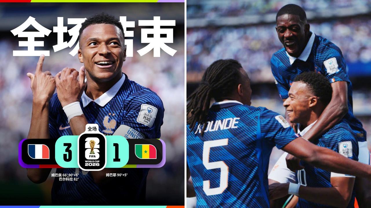世界杯：法国3-1击败塞内加尔，拿下开门红。
姆巴佩完成双响，巴尔科拉破门，奥利