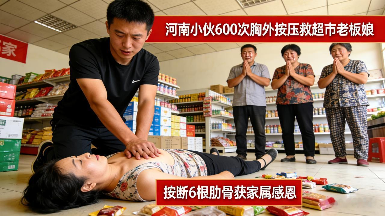 河南小伙 600 次胸外按压救活超市老板娘，按断 6 根肋骨却获家属感恩

河南