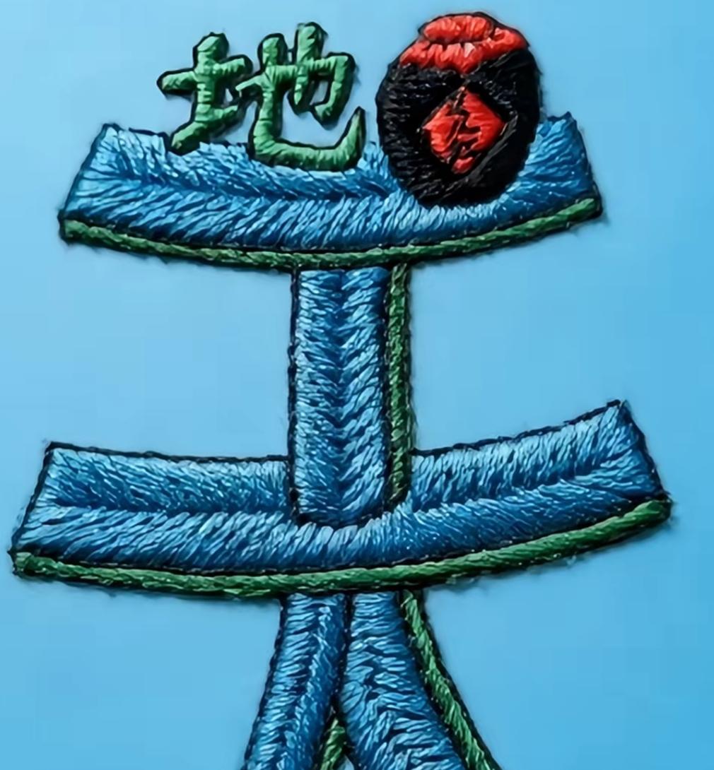一个十字绣作品，上面有汉字和图案。很好的一个词语[作揖][玫瑰]