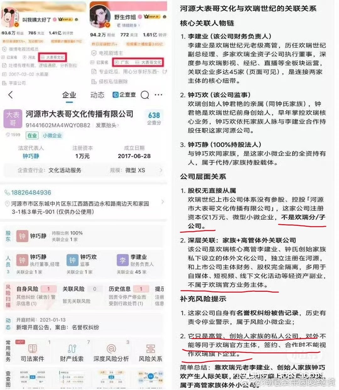 🥔家到处空瓶甩锅做的大字报怎么还给上市公司欢瑞辟谣啊，真是相亲相爱用心良苦合作