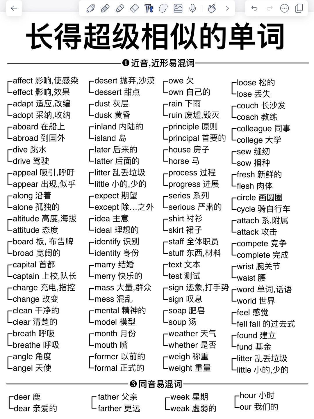 共200组！长得超级像的易混词！一次性背完！