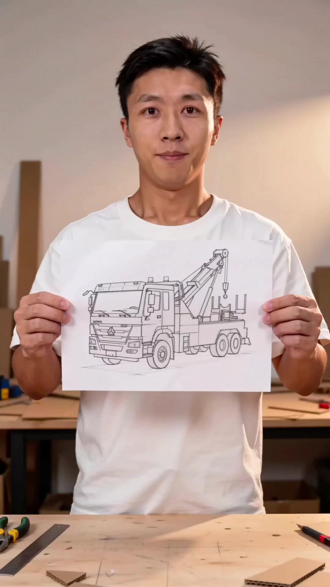 用硬纸板挑战复刻中国重汽HOWO-7清障车，10个人9个说还原不了它的救援气场，