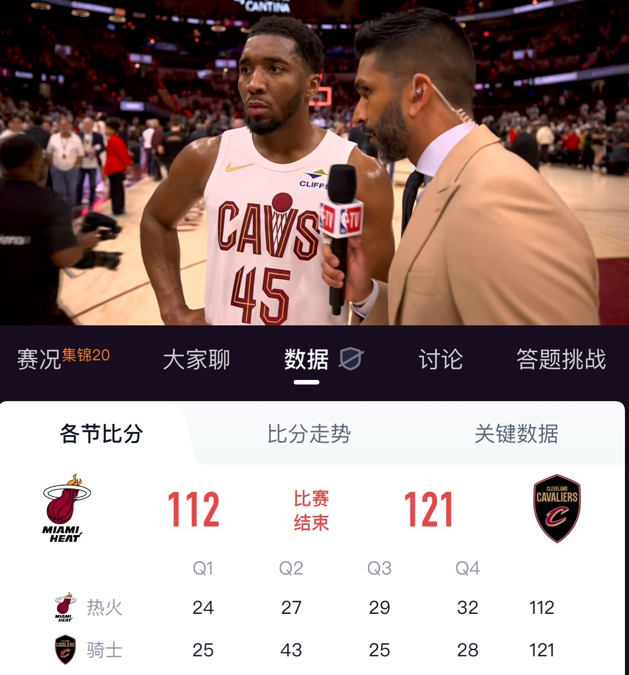 热火不敌骑士，系列赛来到了2-0毫无疑问，这是一场精彩的比赛最后时刻热火一度把比