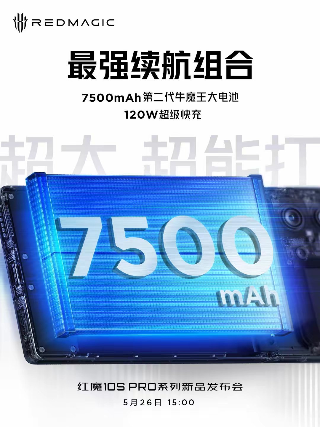 【红魔10S Pro系列手机配备7500mAh第二代牛魔王大电池】红魔游戏手机官