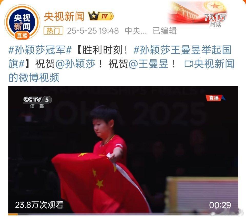 孙颖莎冠军多哈世乒赛，孙颖莎获得冠军！一点悬念都没有，莎莎夺冠那是绝对实力，恭喜