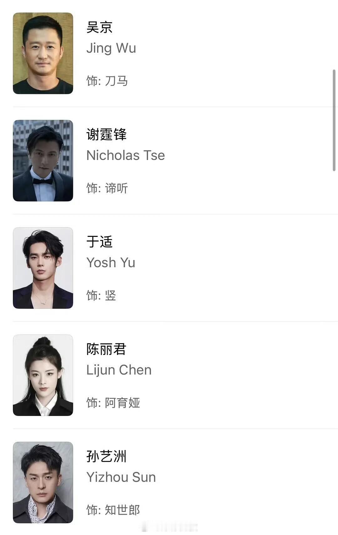 镖人演员表来了，都是熟人 