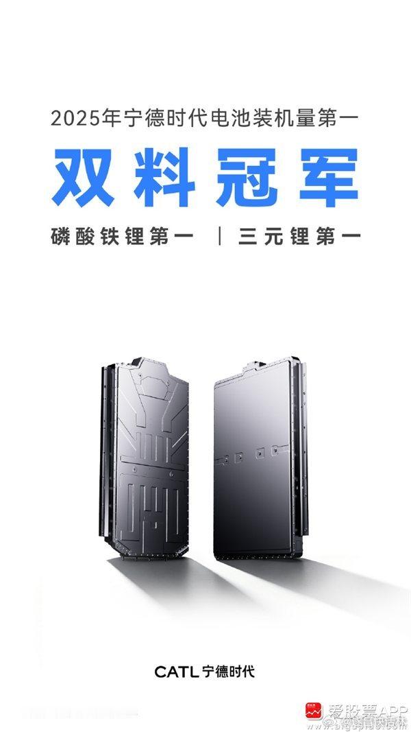 a股 $宁德时代 sz300750$ 【宁德时代：2025年磷酸铁锂、三元锂双冠