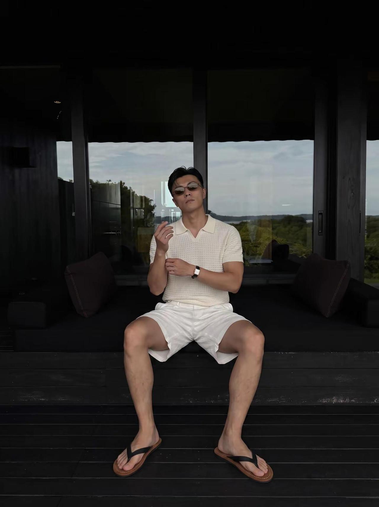 是谁的归宿感。海风，咖啡，海鸥领，是谁的一股归宿感男士夏日ootd 人夫感 夏季