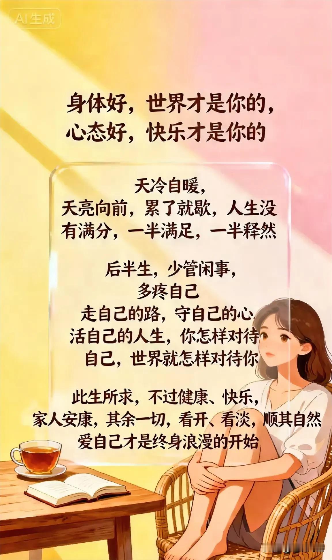 拥有健康体魄，保持良好心态，快乐方能常伴！身体健康最重要 余生要放宽心态 余生要