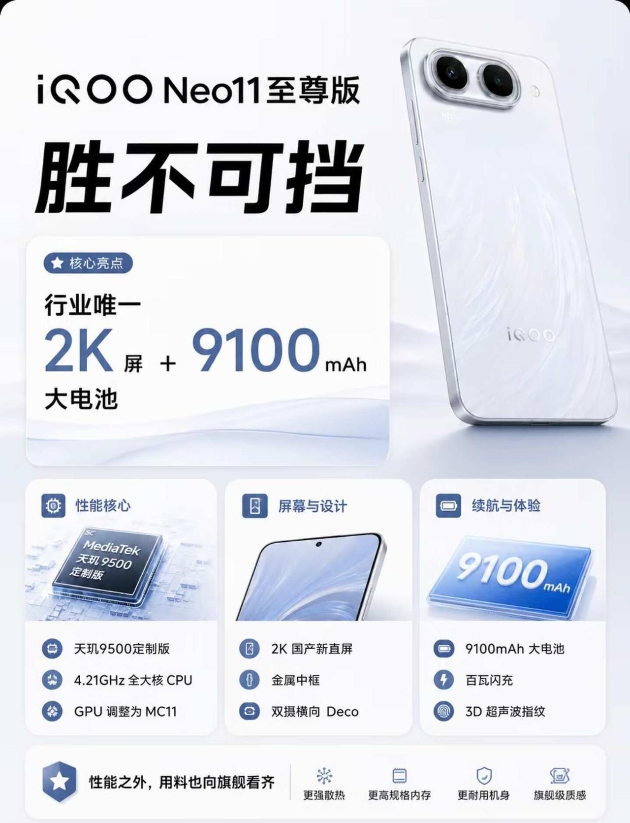 iQOO Neo11至尊版官宣！
iQOO Neo11至尊版，天玑9500定制版
