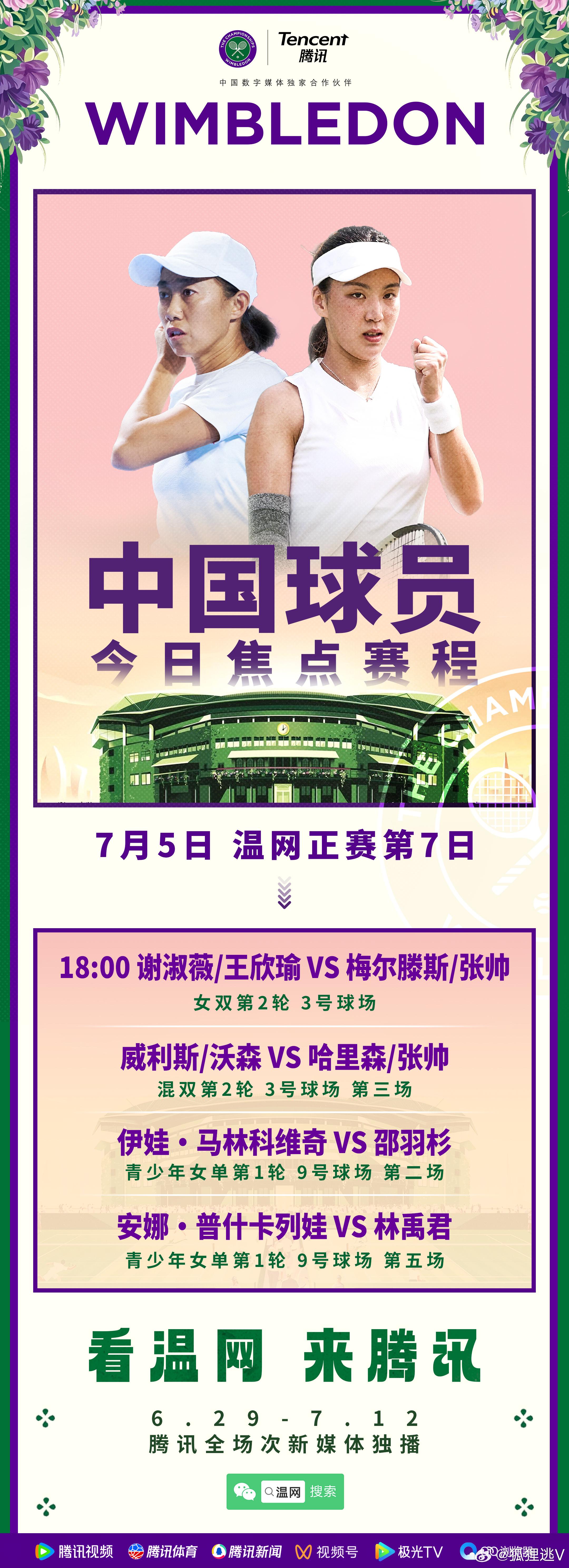 自己上场前发两张图给今晚的温网2026 全场次直播预热一下。克雷吉茨科娃vs穆霍