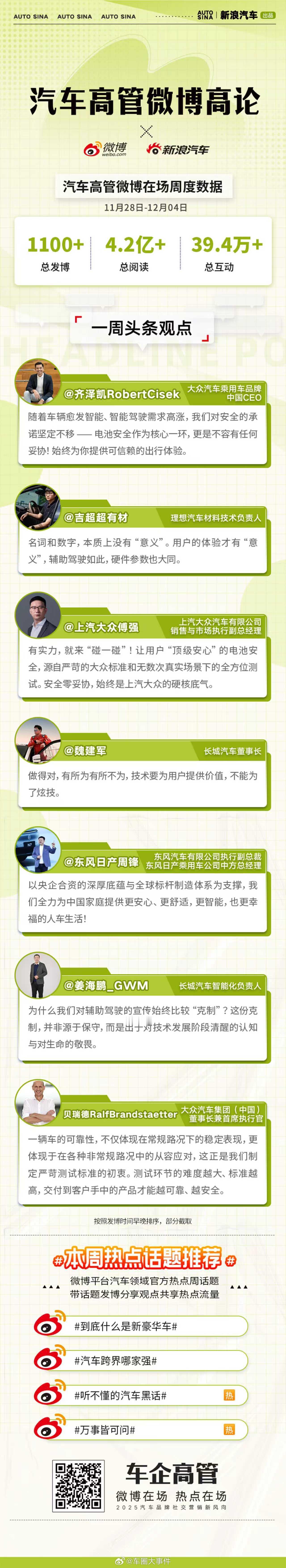 以安全为核心探寻发展路径，以可靠技术与真实体验共同塑造未来汽车方向。汽车高管微博