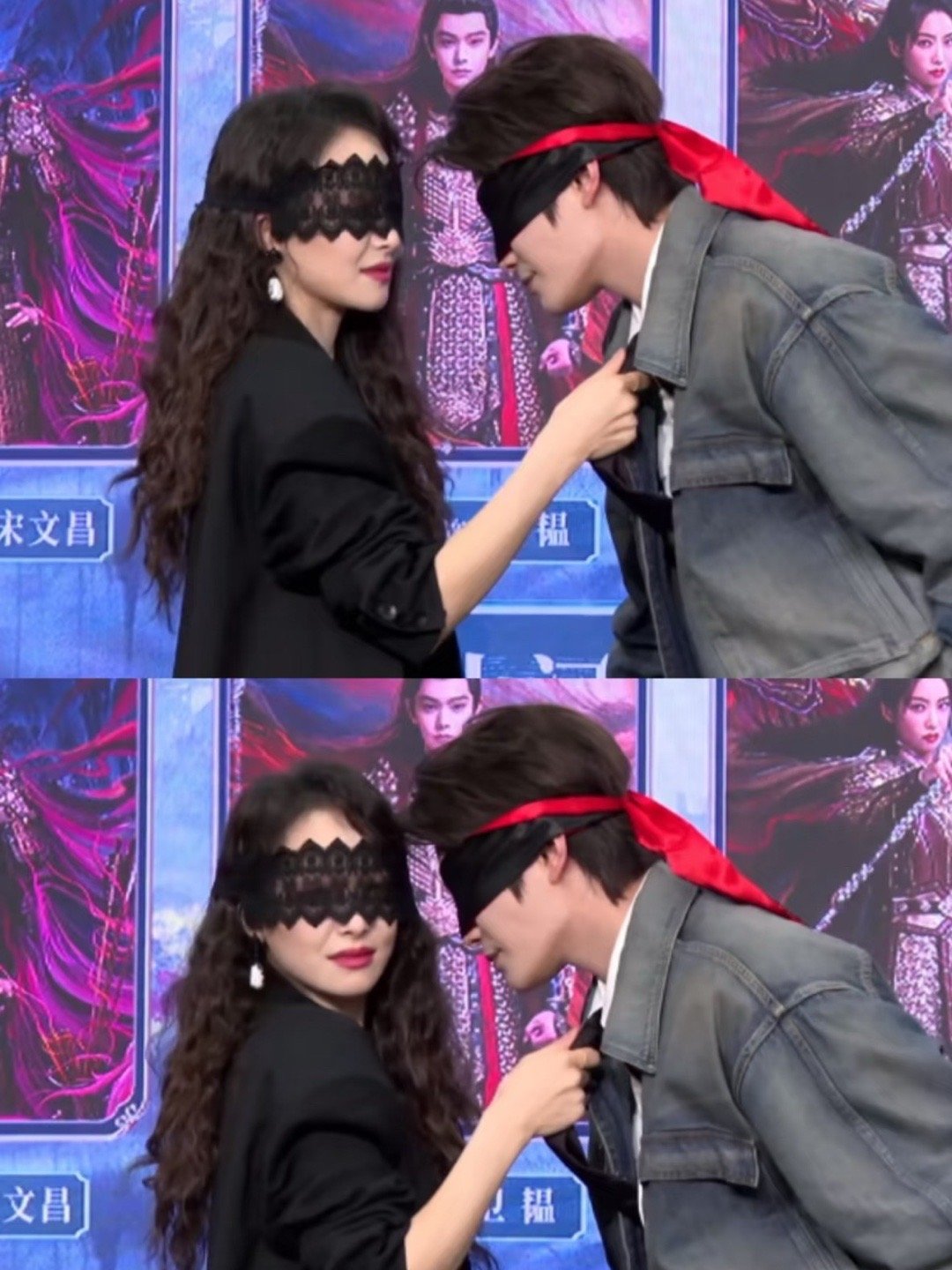 丁禹兮宋茜 爸妈我出生了丁禹兮宋茜今日两人扫楼，两人眼神仿佛有魔力，一眼就让人深