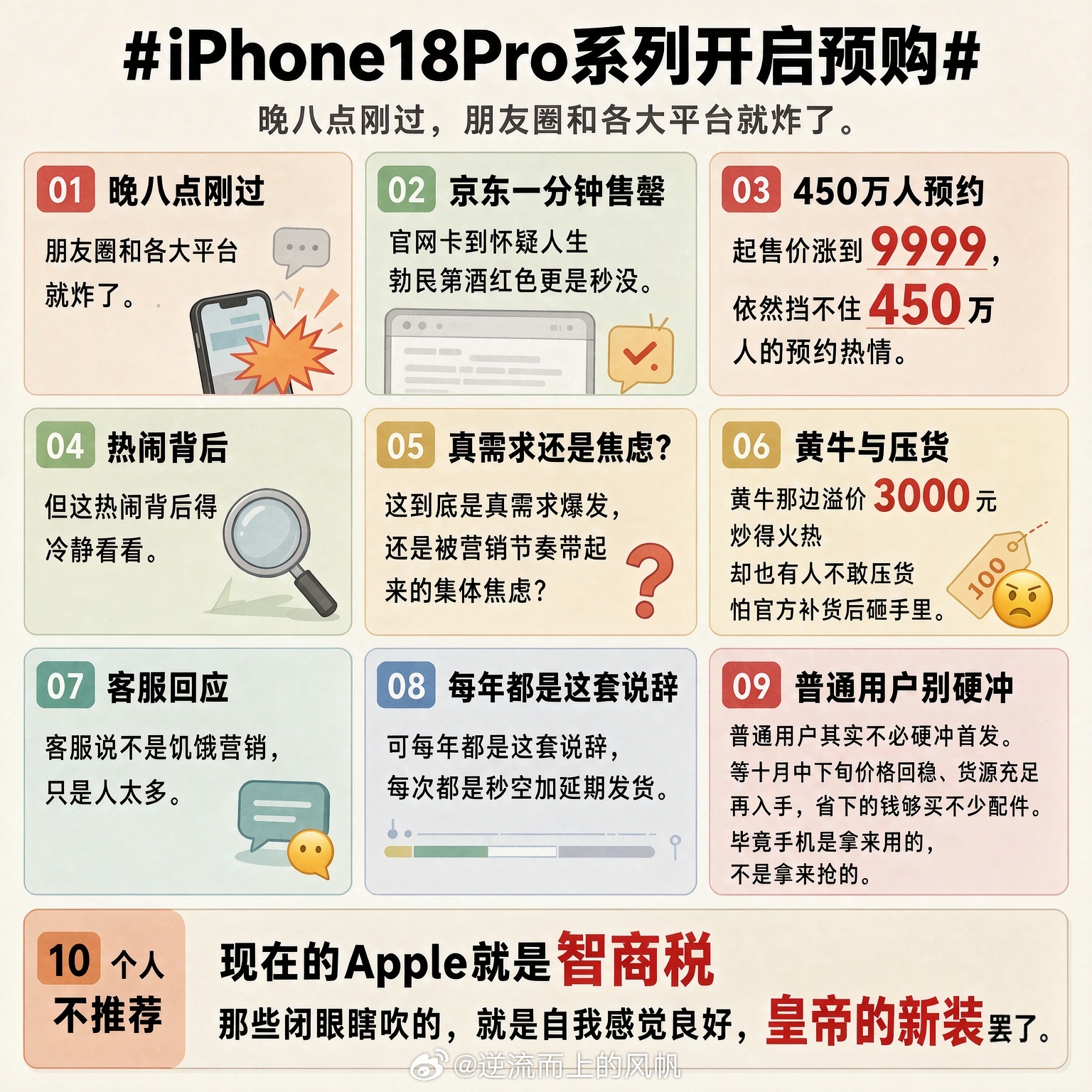 iPhone18Pro系列开启预购 晚八点刚过，朋友圈和各大平台就炸了。京东一分