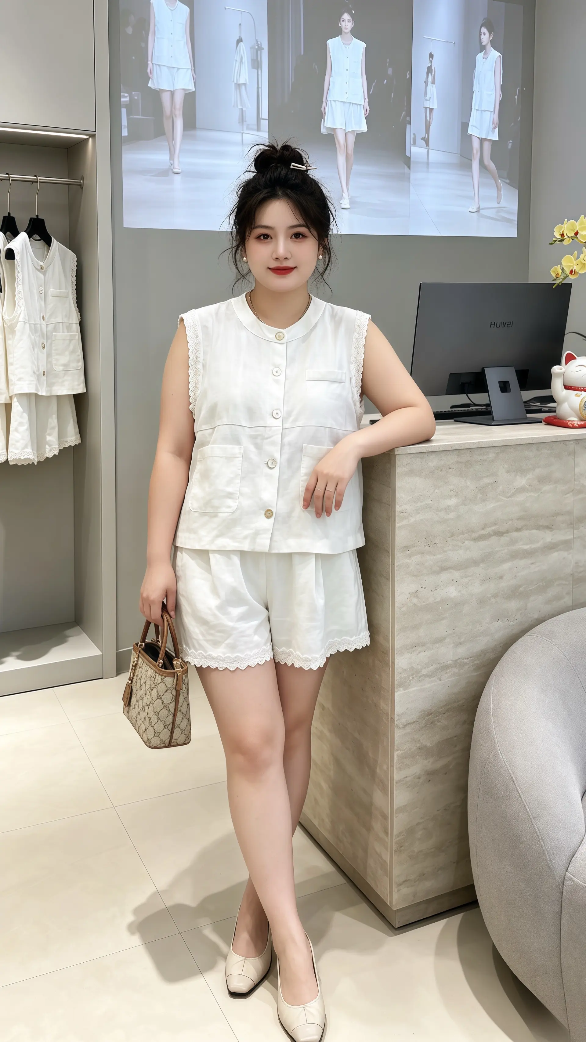 微胖女生穿搭 白色系温柔风穿搭 夏日休闲穿搭 大码女装 温柔氛围感拍照