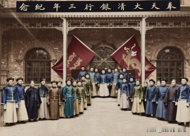 1908年的奉天（今沈阳），一座西式建筑前，数十名身着清代官袍的官员整齐列队，“