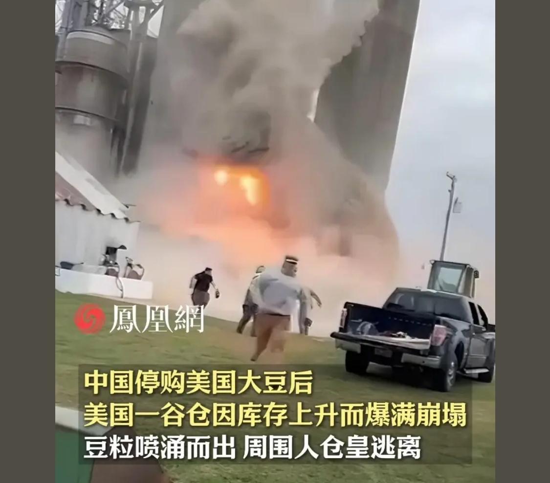 粮仓倒塌，是大豆受潮引起的，吸水太多，膨胀受到了压力，局部产生内力，突然轰然的倒