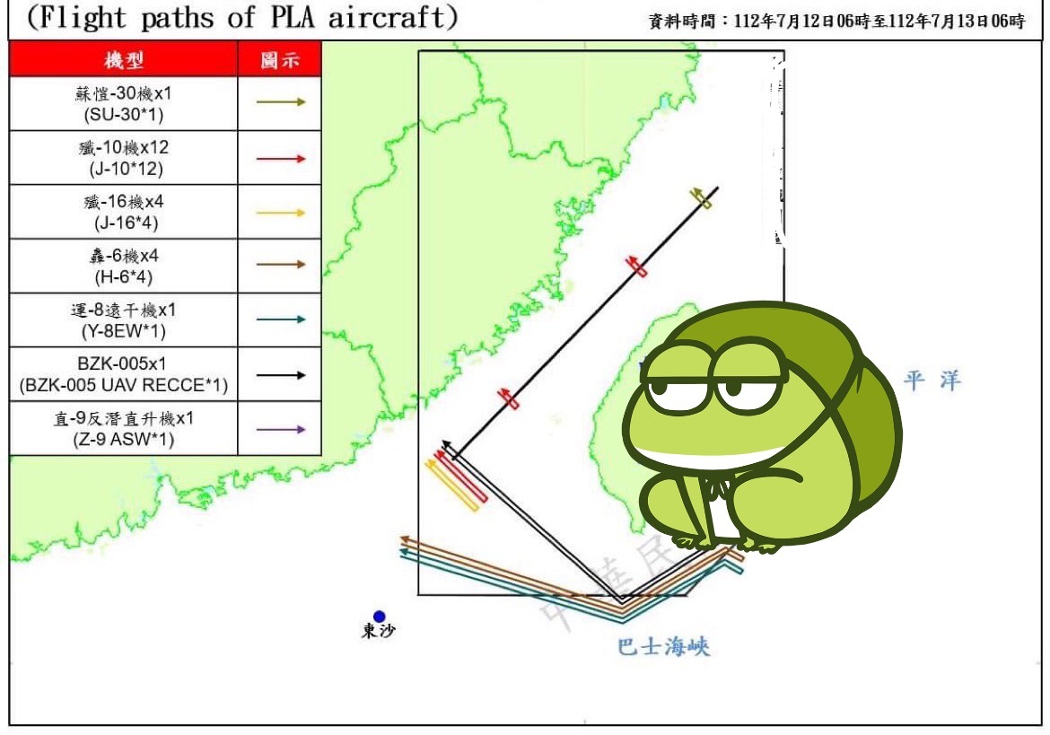 【昨天6时到今天6时】9艘军舰，33架次战机在台海区域训练。其中24架次战机穿越