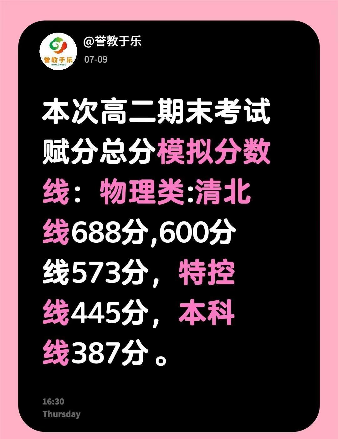 2026年7月6-7日高二期末考试分数线。我回复了@是燕子吖 的评论：本次高二期
