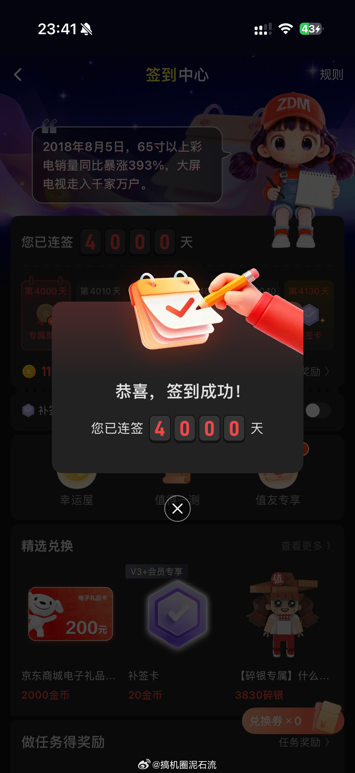 什么值得买签到4000天…