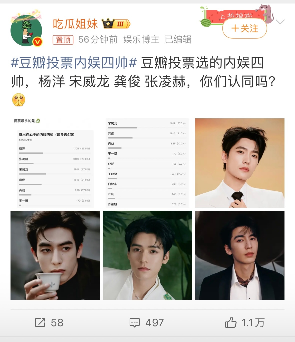 豆瓣投票内娱四帅还好还好～我以为会有什么丑东西 