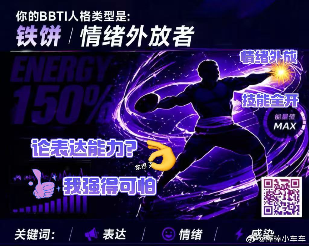 情绪写在脸上🌀爱恨全在饼里。别惹我，我旋转起来我自己都怕。我的BBTI人格20