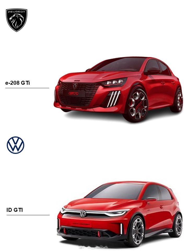 标致汽车E-208 GTi大众ID GTI 【车型对比】标致推出了纯电小钢炮e-