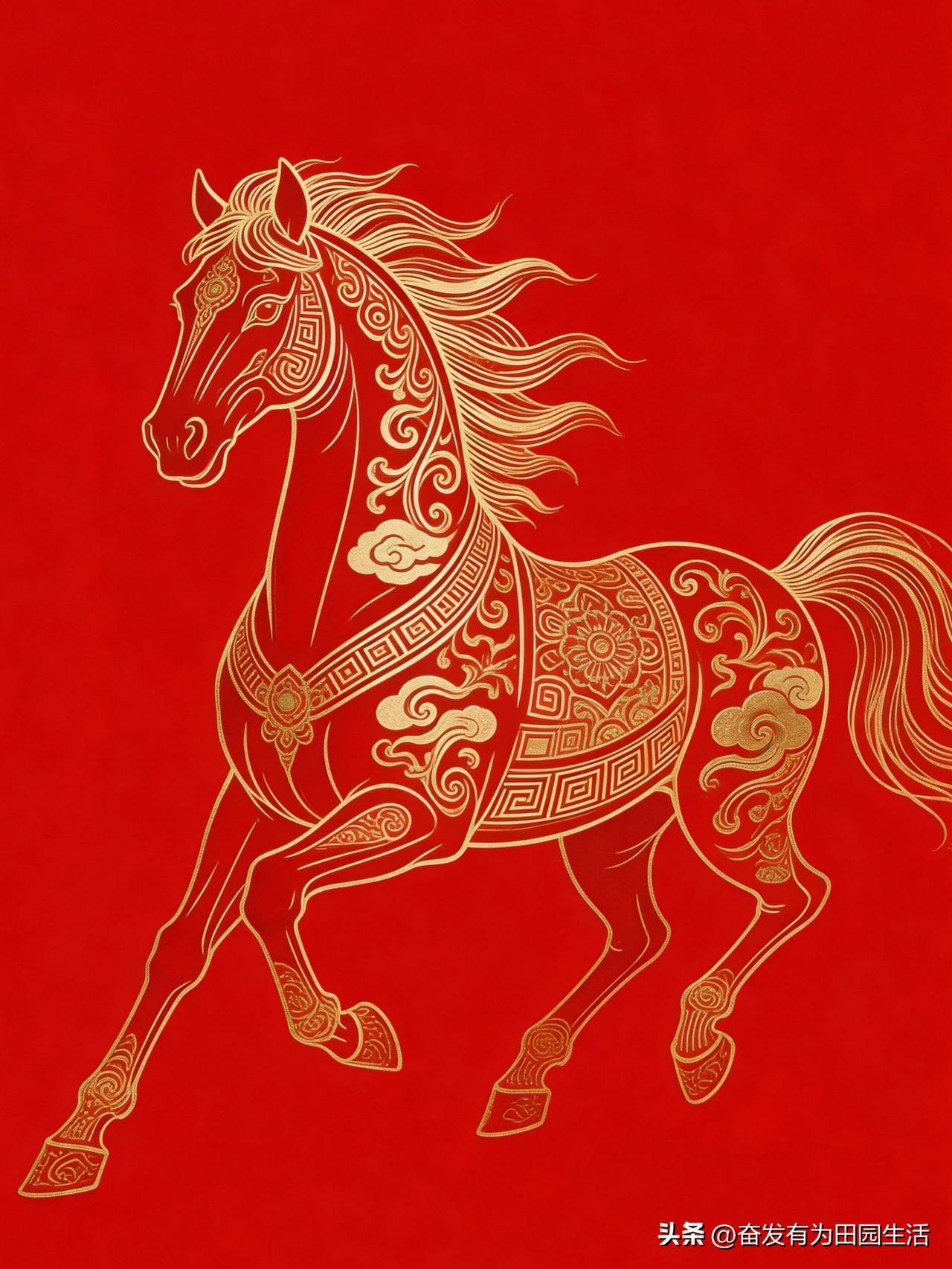 新年快乐🌟 金马奔腾，龙马精神，福气满满！🌟金马纳福 新年骏马 金马踏祥云 