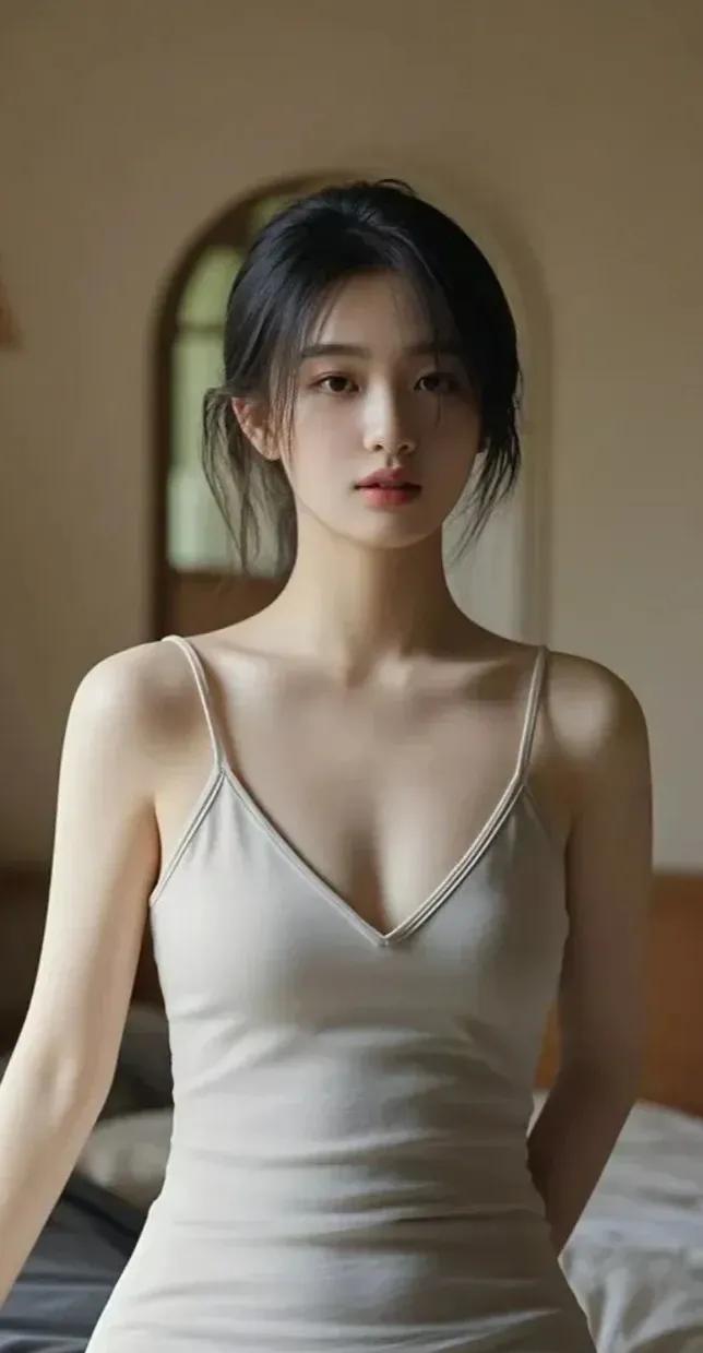 温柔优雅的少女，宁静的午后时光。