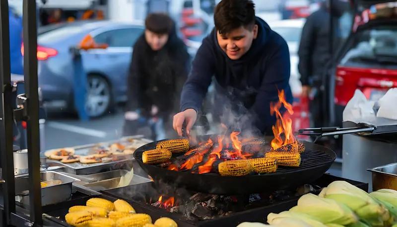 2025年末超酷的事儿来了！一位中国女子跑到英国街头摆起了烧烤摊。她合规办照，还