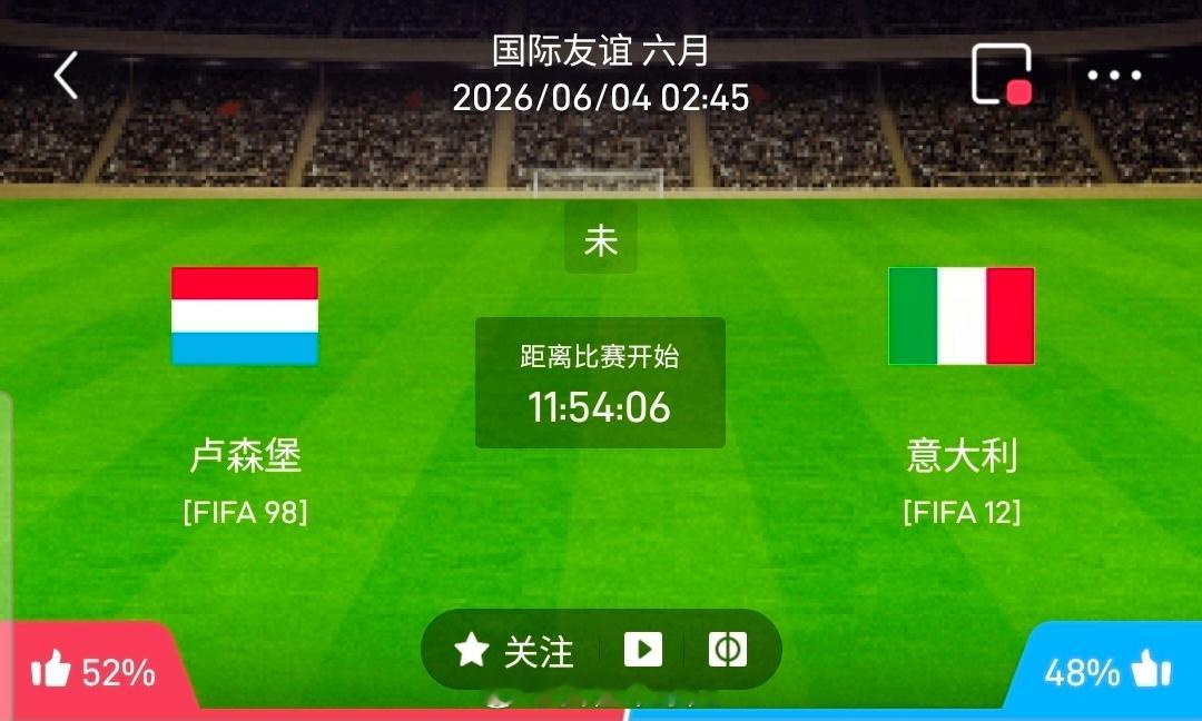 【足球】周三204国际友谊赛方向：卢森堡vs意大利国际赛：卢森堡VS意大利时间：