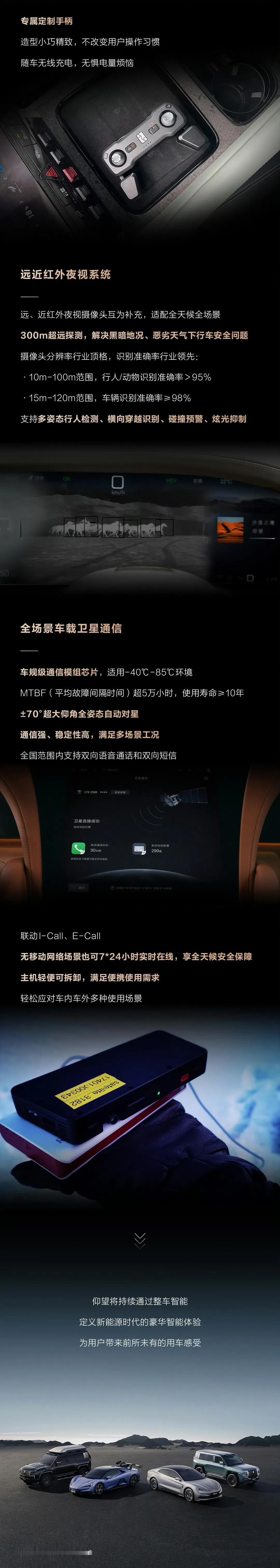 仰望U8搭载车规级通信模组芯片，适用于零下40℃-85℃环境，平均故障间隔5万小