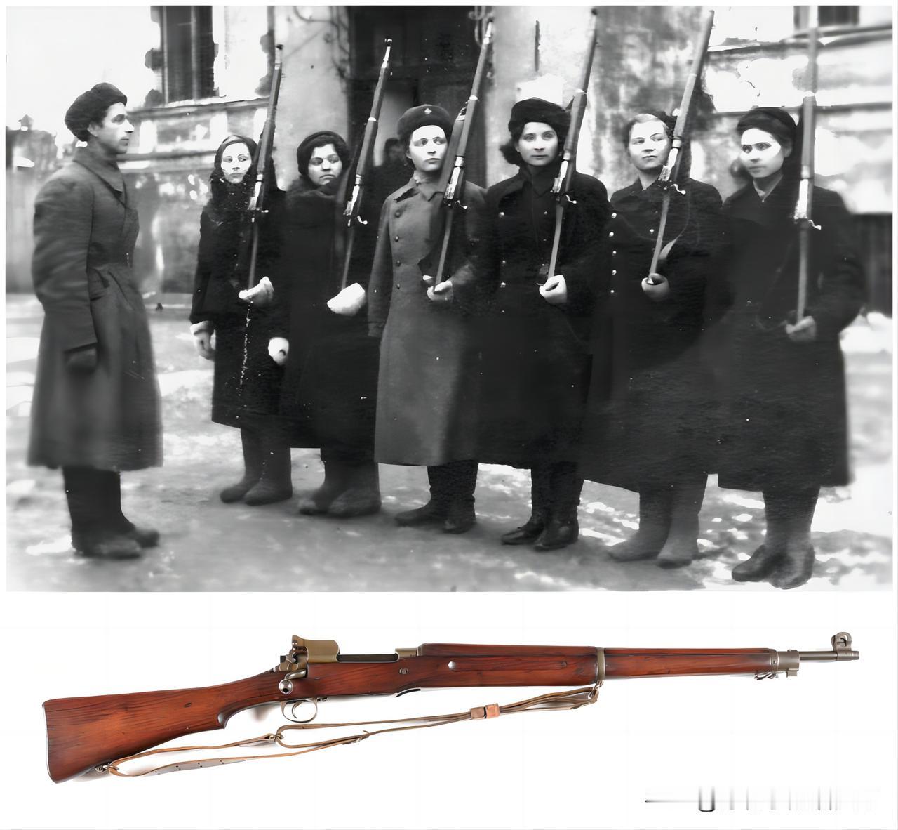毛子的美制步枪——1941年，东线，苏联奥拉宁鲍姆的女民兵正在训练。她们手中的武