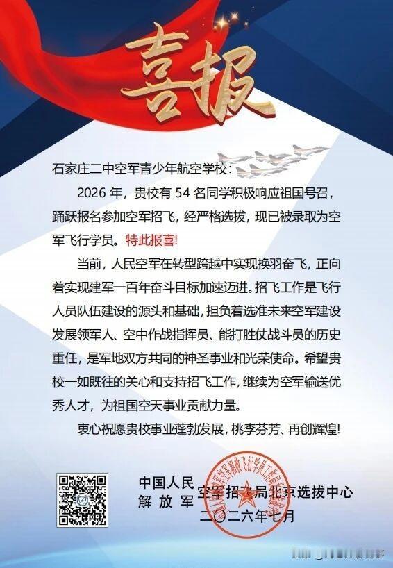 全省第一！2026年石家庄23人被空军飞行员录取，来自这10所高中！
近日，20