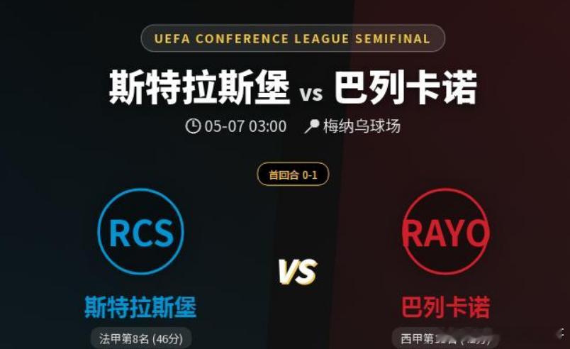 欧会杯  斯特拉斯堡VS巴列卡诺 欧会杯半决赛次回合，斯特拉斯堡主场对阵巴列卡诺