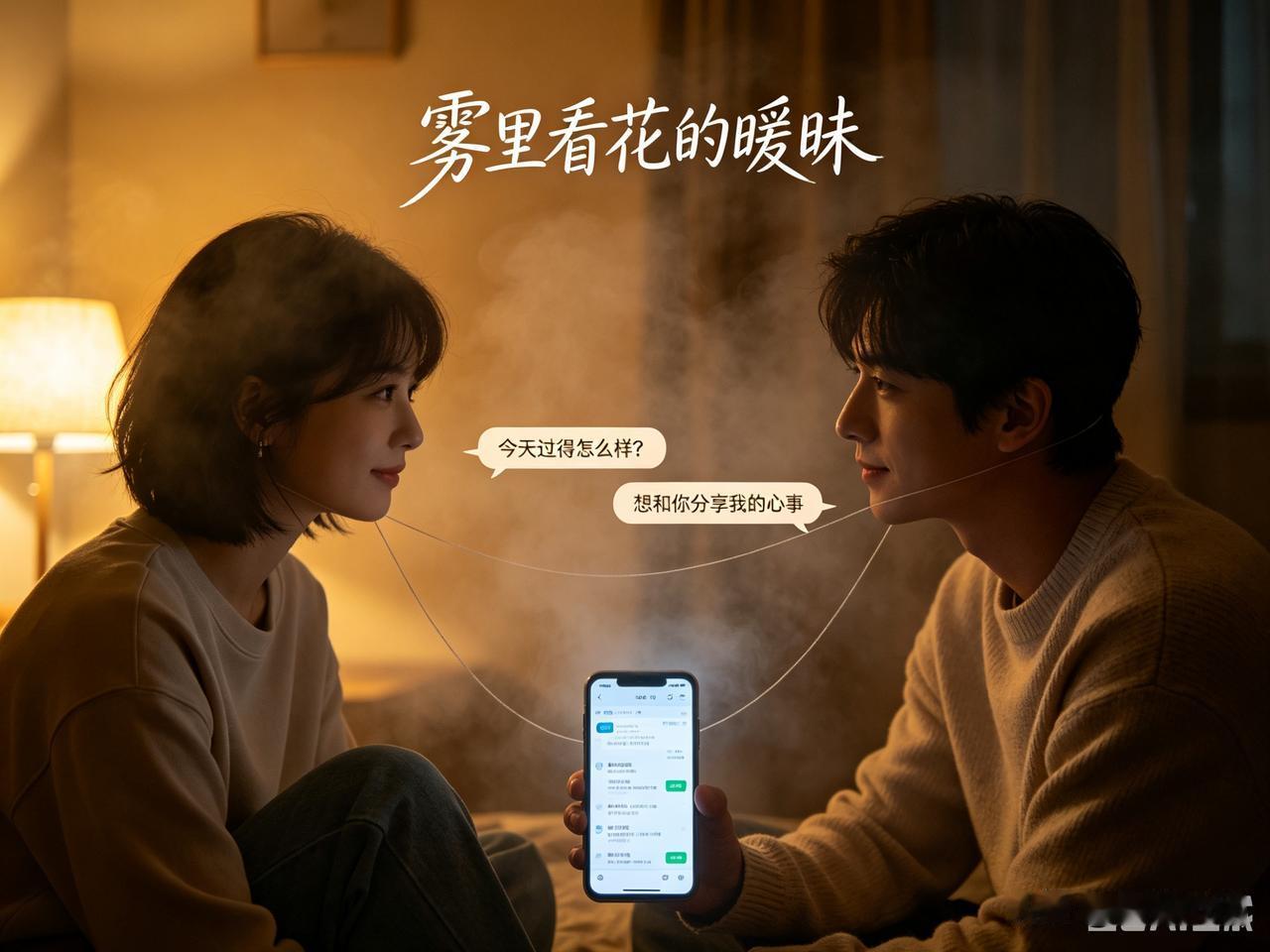 男女之间的暧昧感觉，就像雾里看花，让人欲罢不能。
从相处细节看，深夜频繁闲聊，本