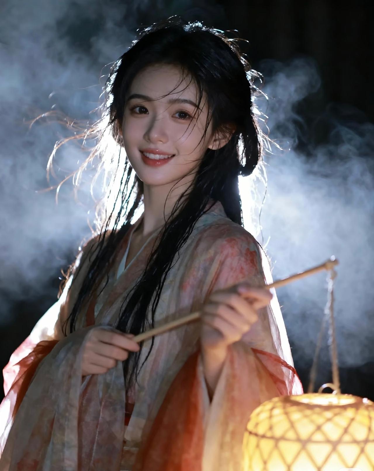 光之影
梦幻古风少女，手持灯笼，微笑如画