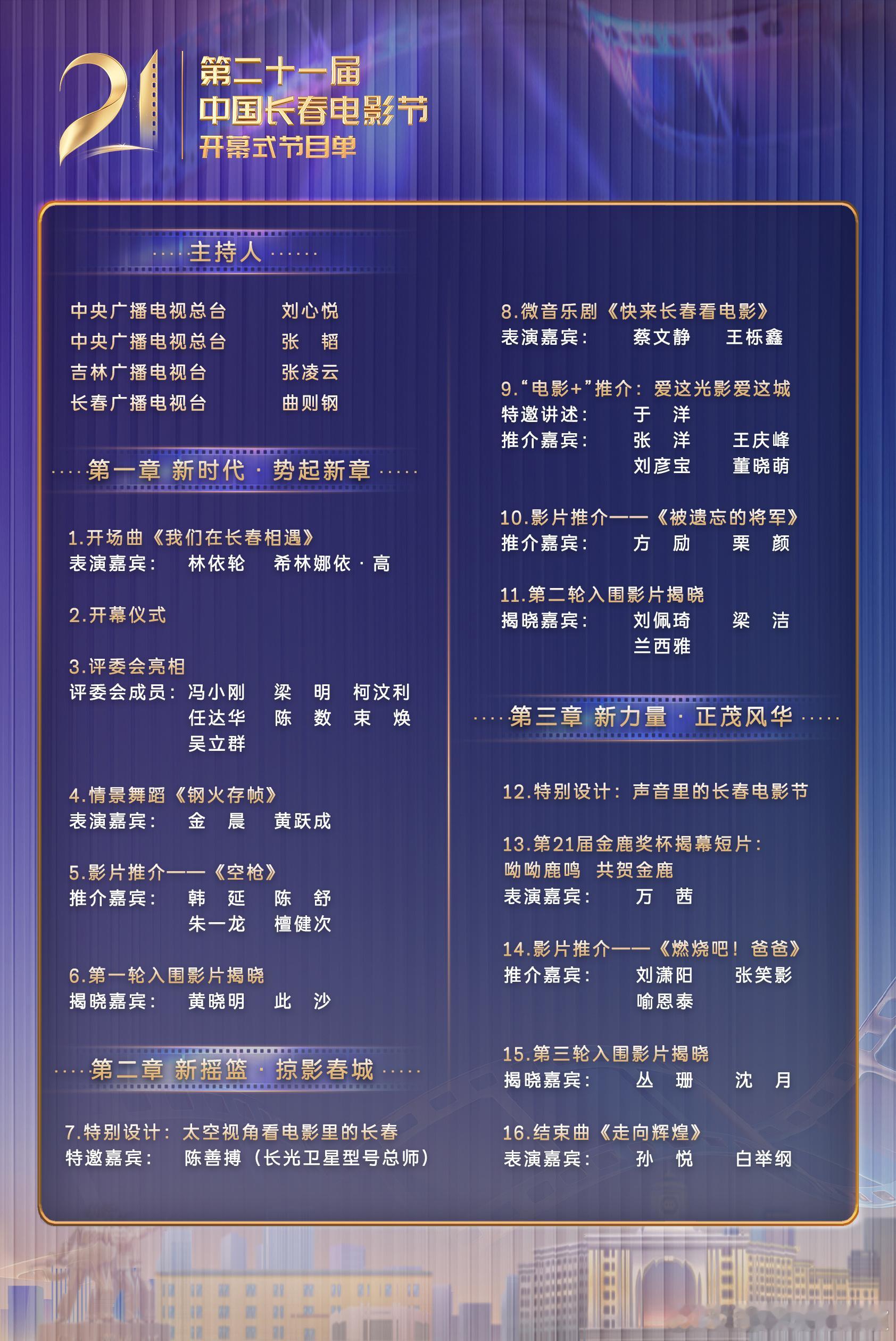 今天长春电影节开幕式，《空枪》《被遗忘的将军》《燃烧吧爸爸》三部影片亮相推介。 
