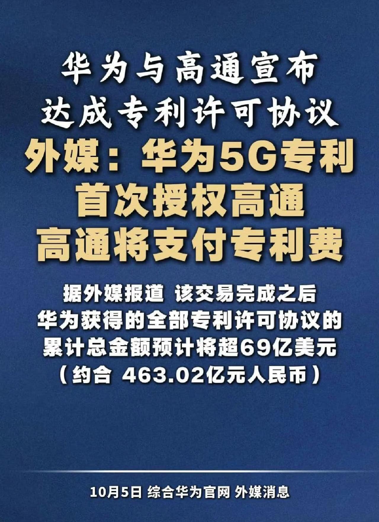 时代变了，华为向高通授权专利，净赚了460亿！[捂脸]

有个重磅消息，华为向高