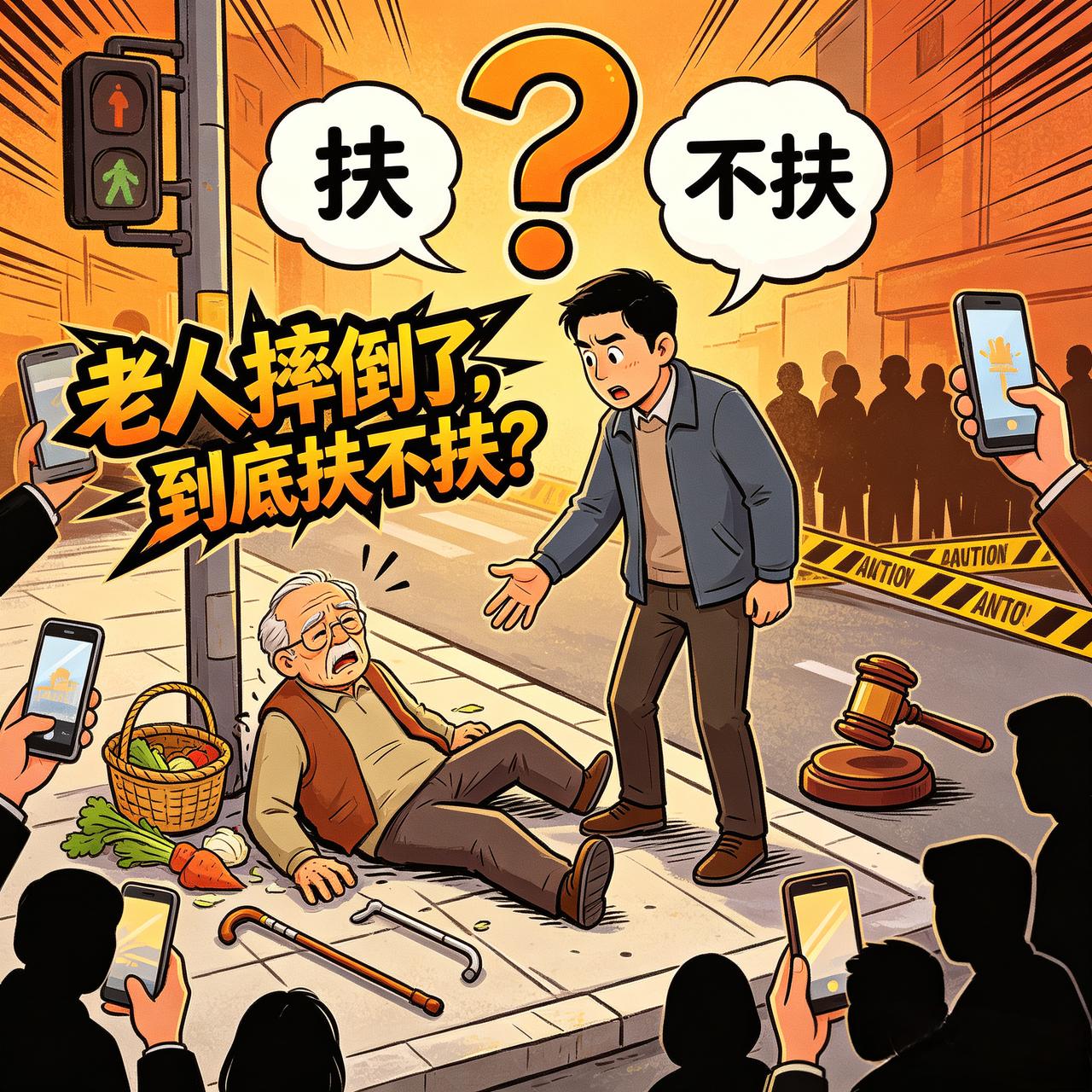 看到老人摔倒如果去扶，请做好这6件事。

1. 先请人录制视频，拍照，录音，三保
