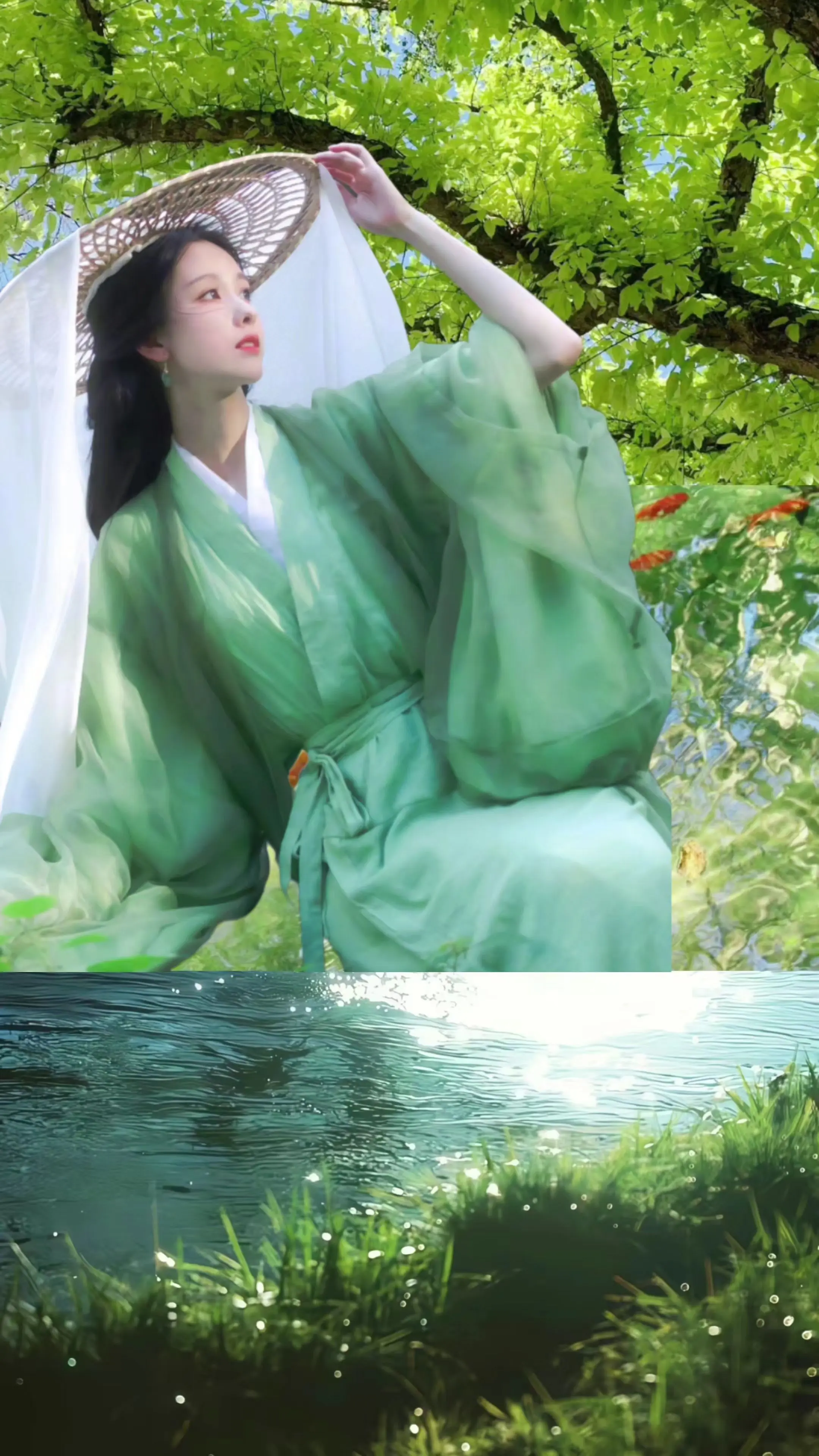春水碧于天，画船听雨眠。楚朝姜小芸