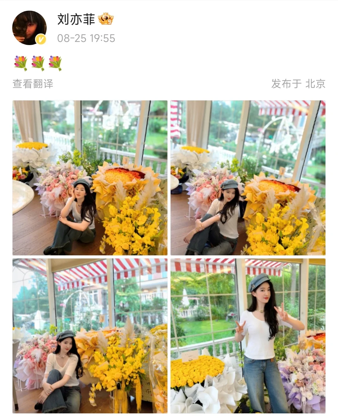 等到刘亦菲的生日wb了，今天好幸福