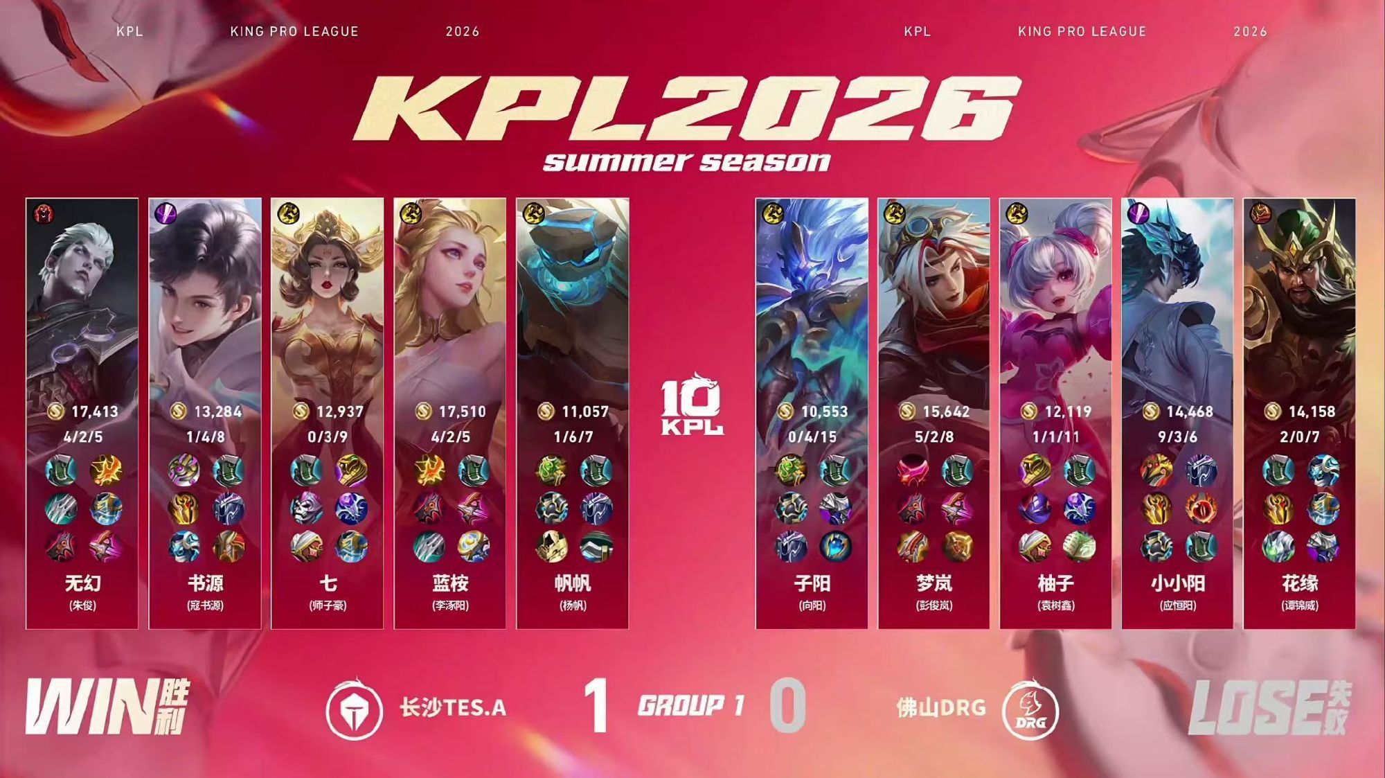 TES风暴龙团翻盘2026KPL夏季赛 常规赛第一轮W2D3DRG对战TES【佛