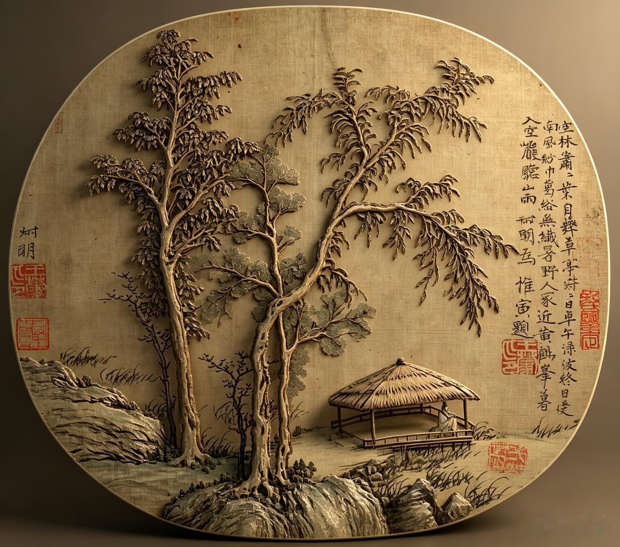 元 王蒙《空林草亭图》鉴赏