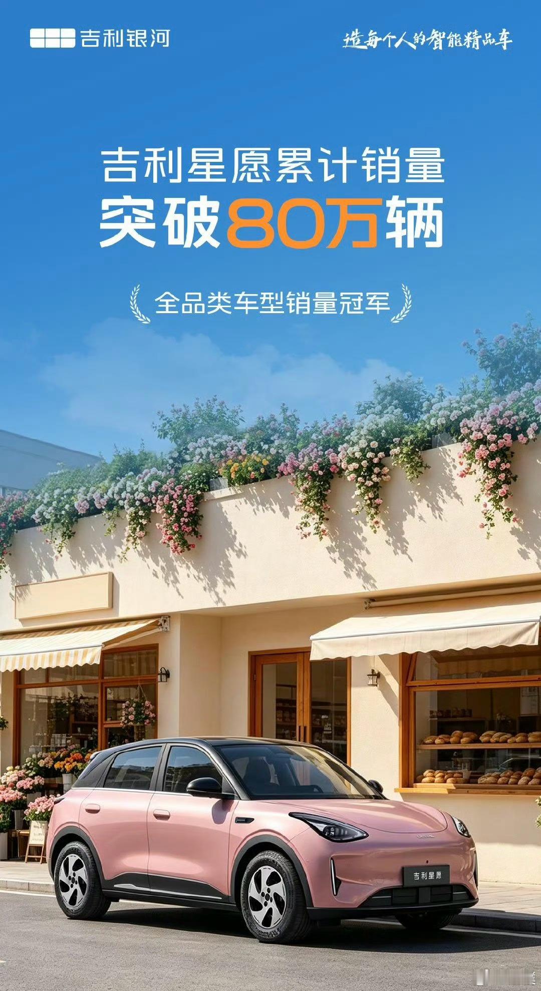 吉利星愿累计销量突破80万辆，仅用时664天，也是成为全球最快突破80万销量的车