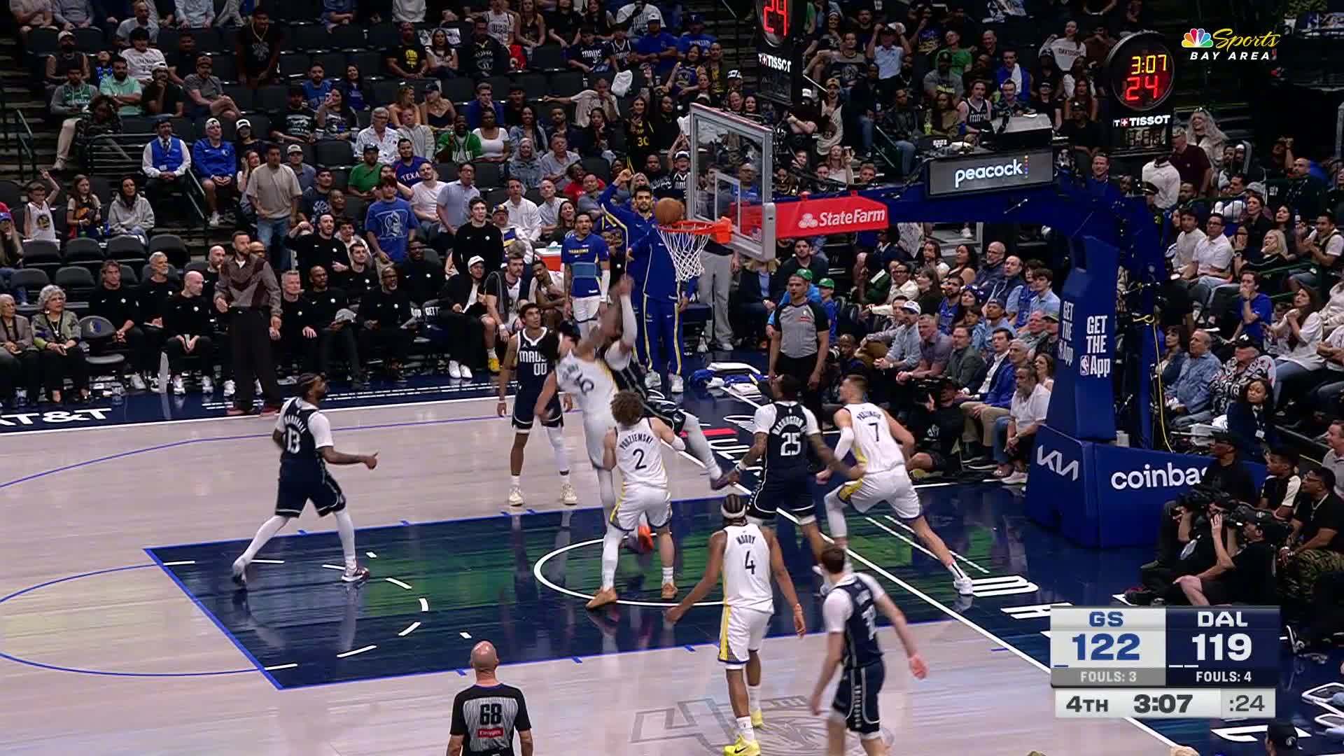 桑托斯2分命中🎯勇士125:121独行侠。勇士vs独行侠