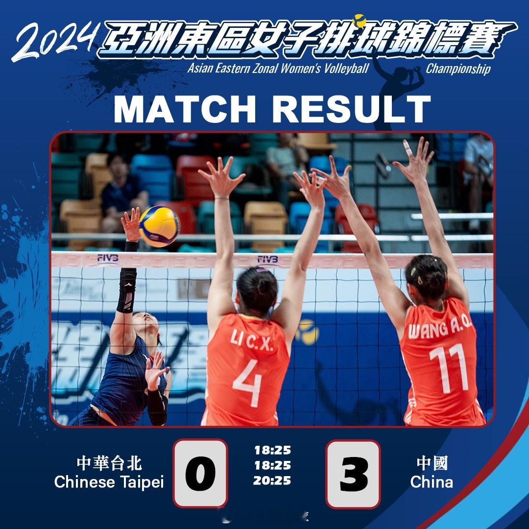 #2024年亚洲东区女子排球锦标赛# 【中国队3比0完胜中华台北小组赛两连胜】1