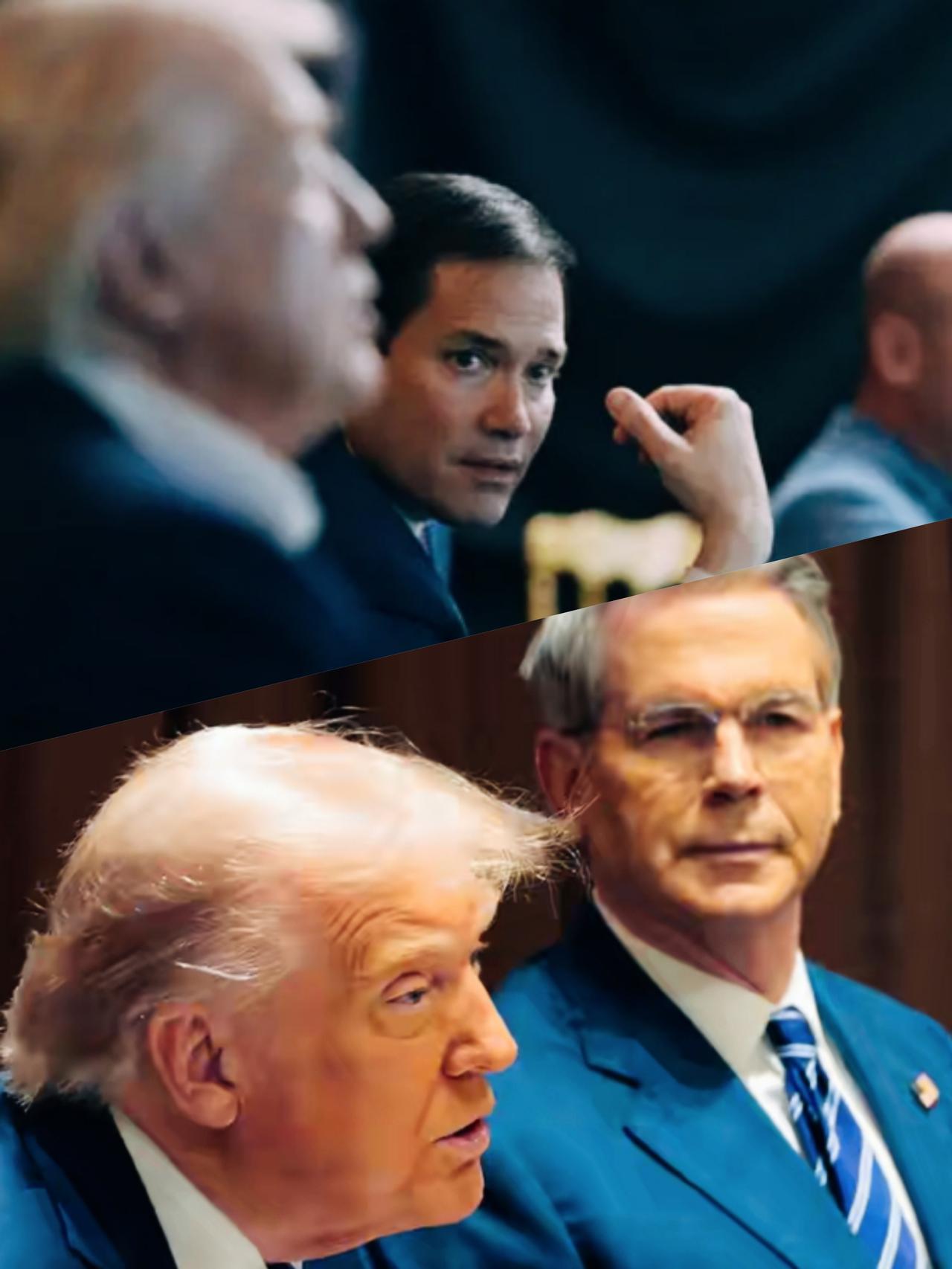 鲁比奥和贝森特看向特朗普的眼神明显不一样，眼神中各自代表了什么意思呢？
鲁比奥和